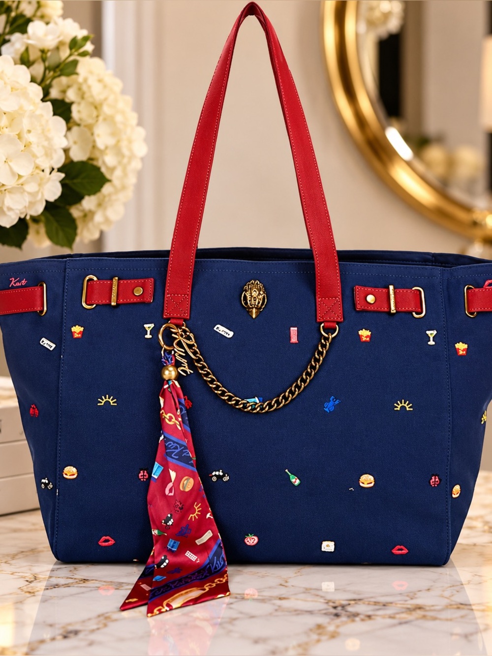 Kurt Geiger Canvas Embroidered Tote Bag